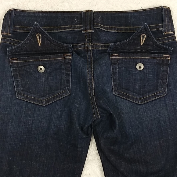 Hudson Los Angeles Blue Dark Wash Five Pocket Mid Rise Button Zip Boot Cut Jean - Picture 11 of 12